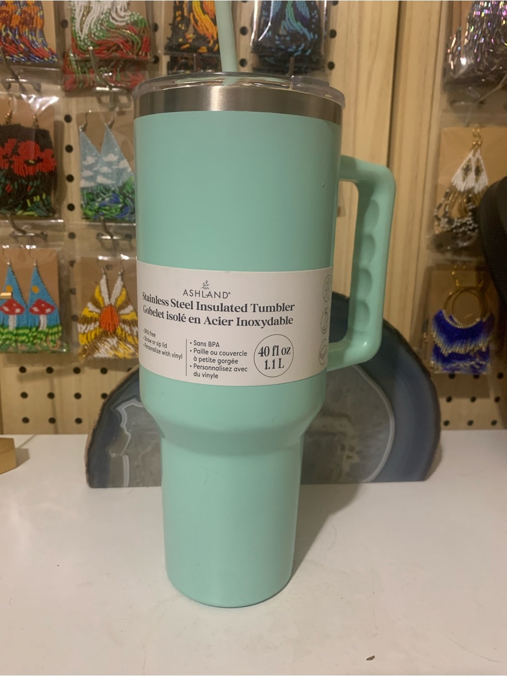 Ashland Mint Green Stainless Steel Insulated Tumbler with Handle